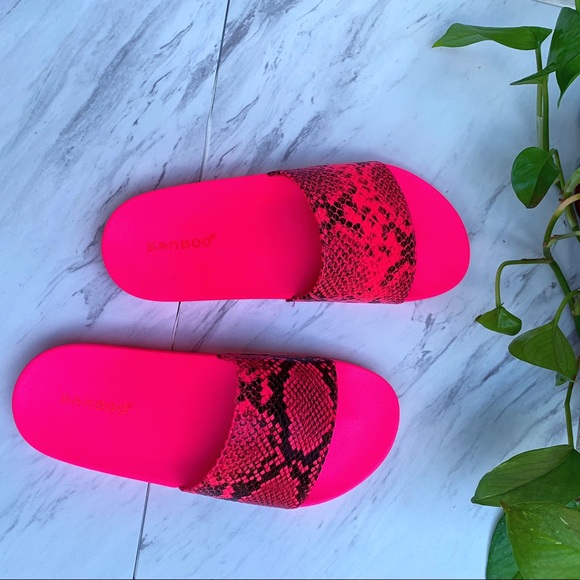 Hot Pink Snake Slides Sandals - Picture 2 of 6